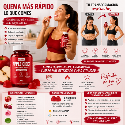 Gummies Detox de Vinagre de Manzana - Reduce barriga y vuelve a sentirte ligera este verano